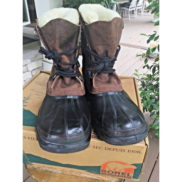 Sorel Leather Boots Mens 12 Bighorn Gaucho Lined Winter Rubber Snow with BOX main image 15